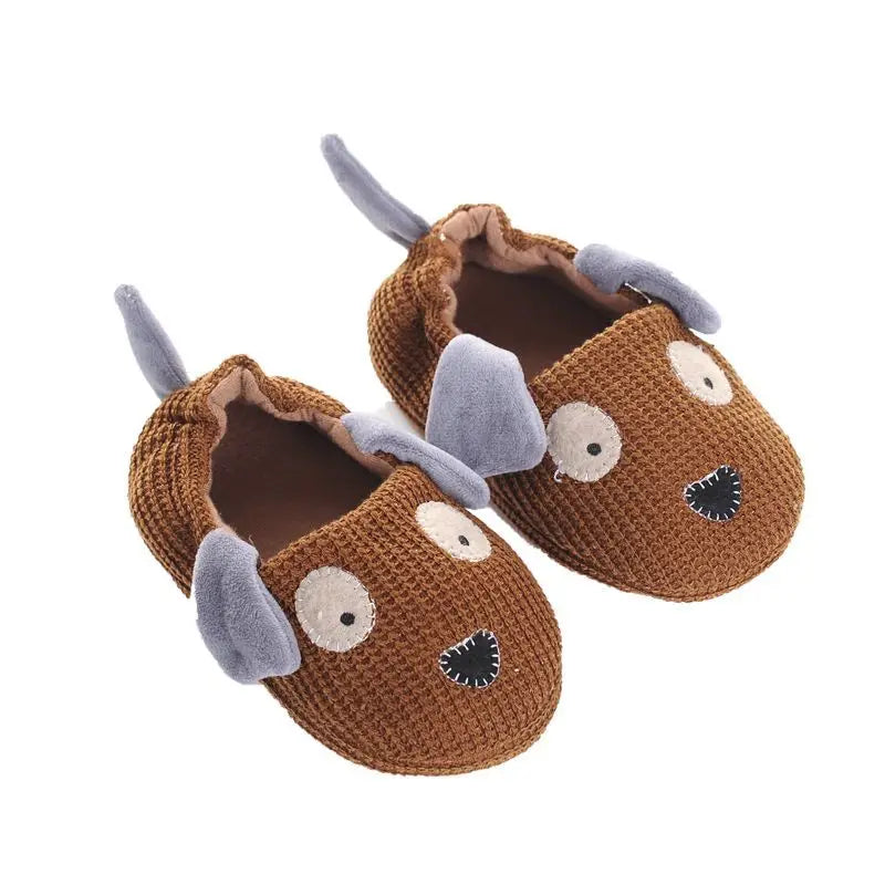Winter Kids' Cartoon Dog Cotton Slippers - Warm Non-Slip Baby Shoes