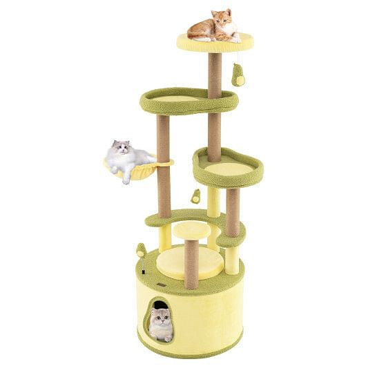 Large Avocado Cat Tree Multi-level Cat Tower with Private Condo-Green-2