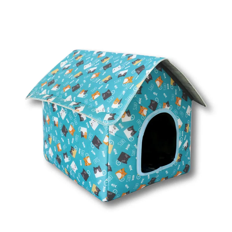 Waterproof Outdoor Cat House - Rainproof Pet Cave Foldable Washable Tent