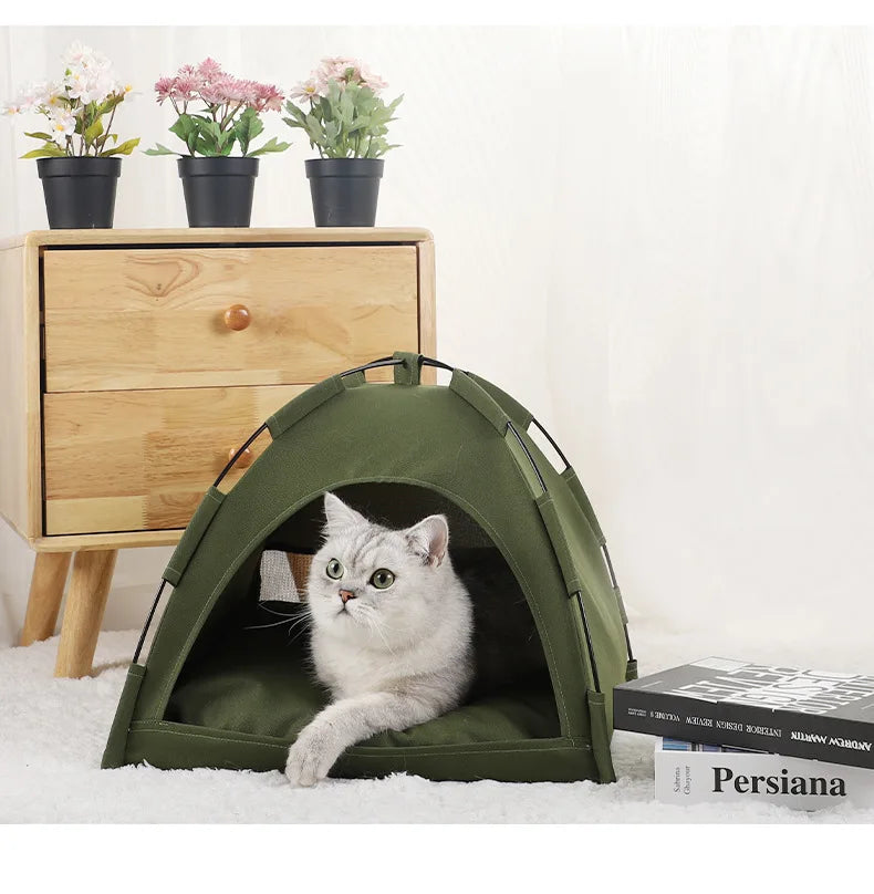 Pet Tent Bed Removable Canvas - Semi-Enclosed Cat Sofa for Room Decor