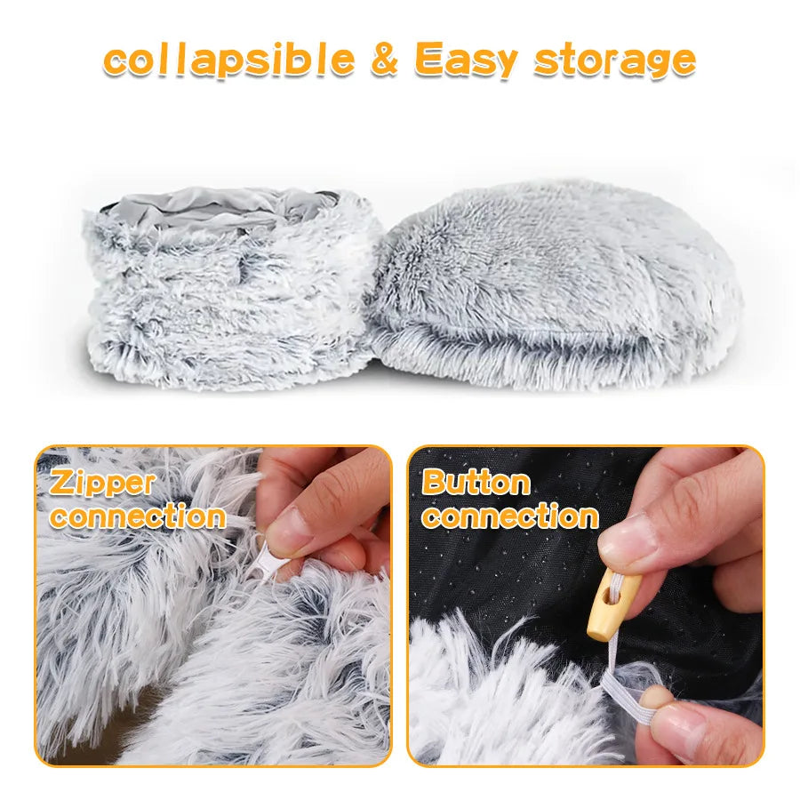 Winter Indoor Plush Cat Bed Tunnel - Play & Sleep Hide and Seek Integrated House