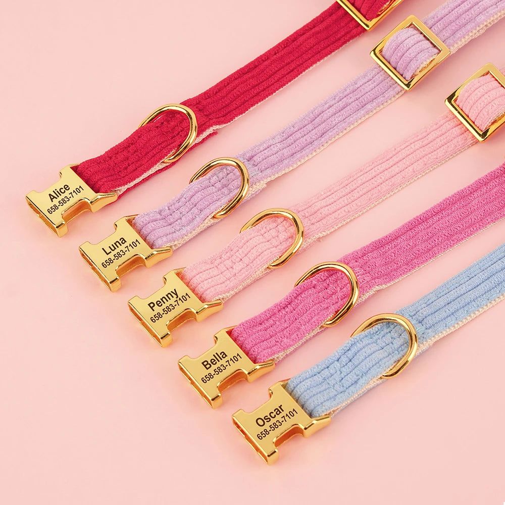 Personalized Dog Collar Adjustable Puppy Dogs Collars Pet Custom ID Necklace With Bowknot Cute For Small Medium Dogs Chihuahua