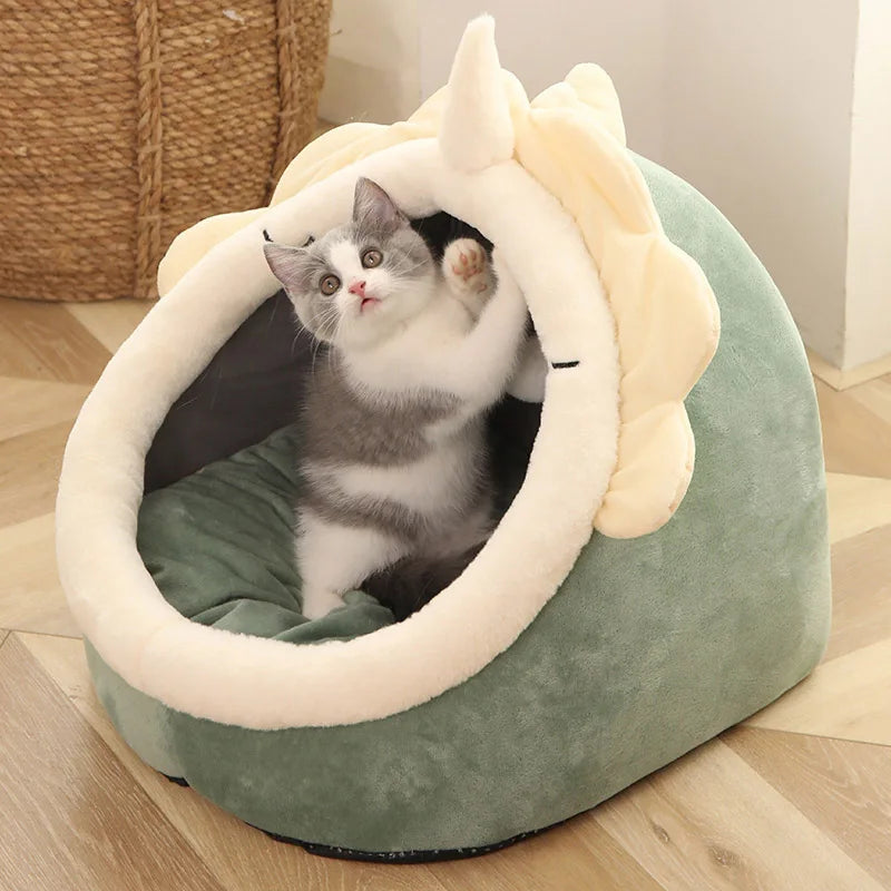 Deep Sleep Cat Bed - Warm Pet Basket Cozy House Kitten Lounger Cave