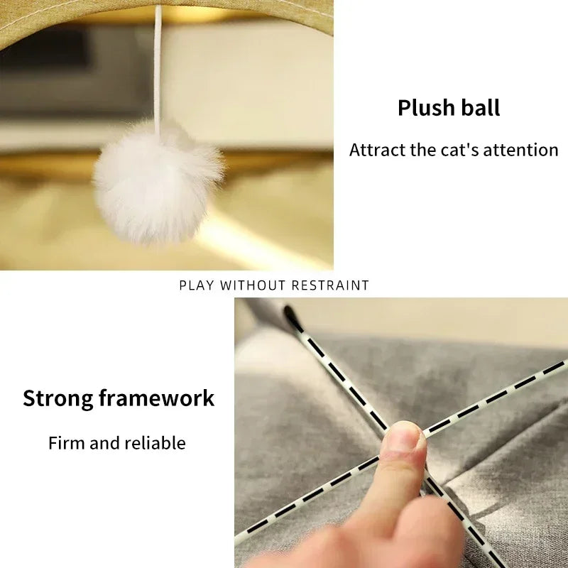 Pet Tent Bed Removable Canvas - Semi-Enclosed Cat Sofa for Room Decor