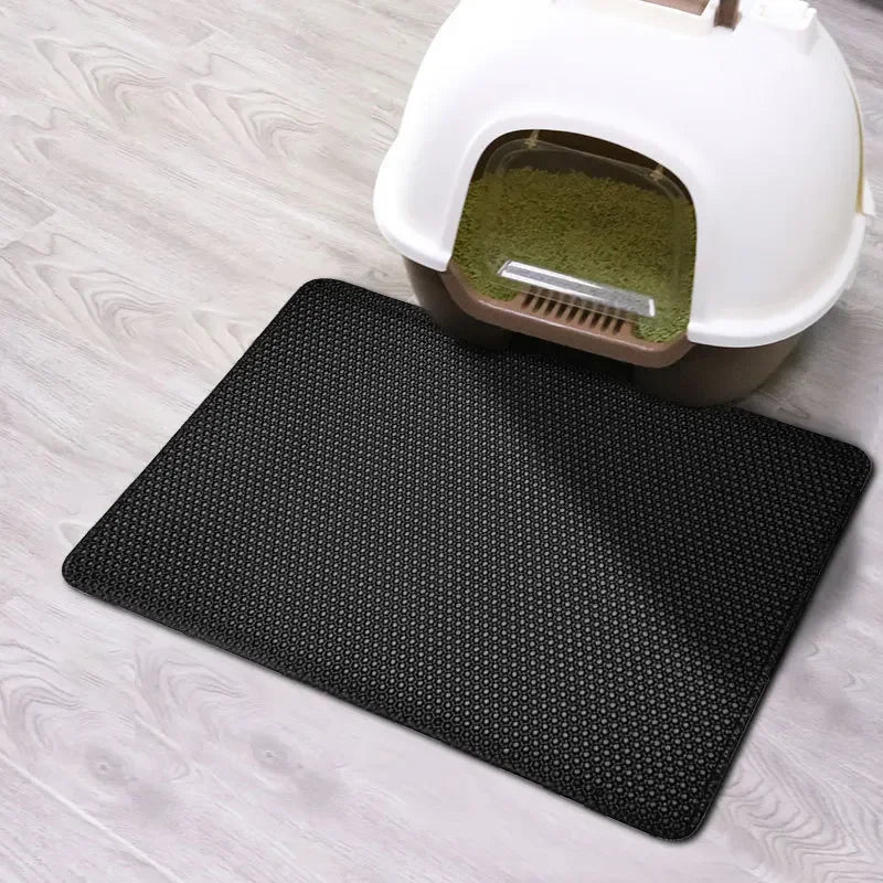 Cat Litter Mat Double Layer Waterproof - Non-Slip Washable Clean Pad with Gift