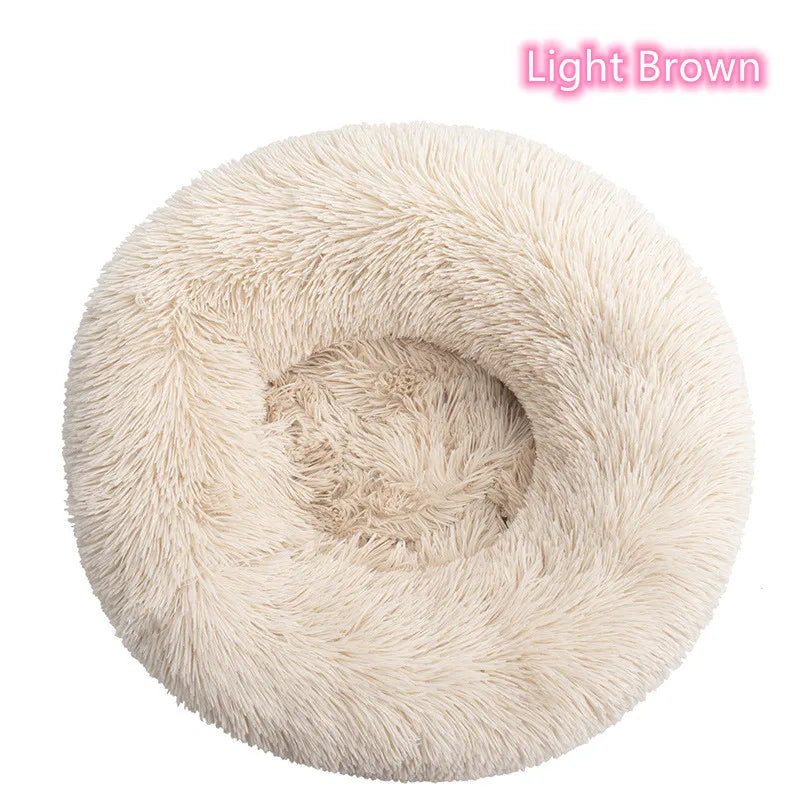 Super Soft Pet Cat Bed - Plush Donut Calm Bed Washable Sleeping Artifact