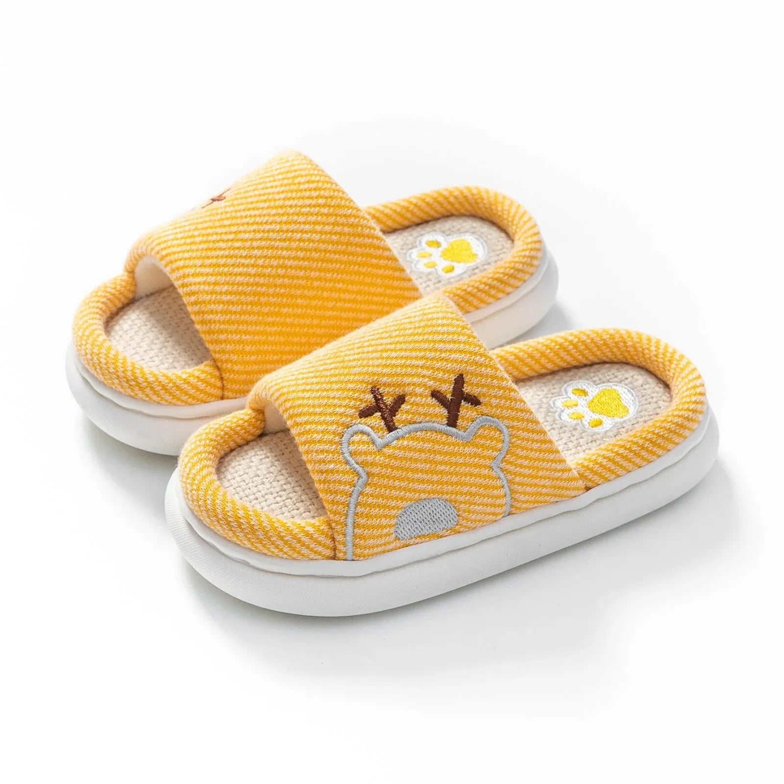 Children's Linen Three-Season Slippers - Spring Summer Autumn Indoor Shoes