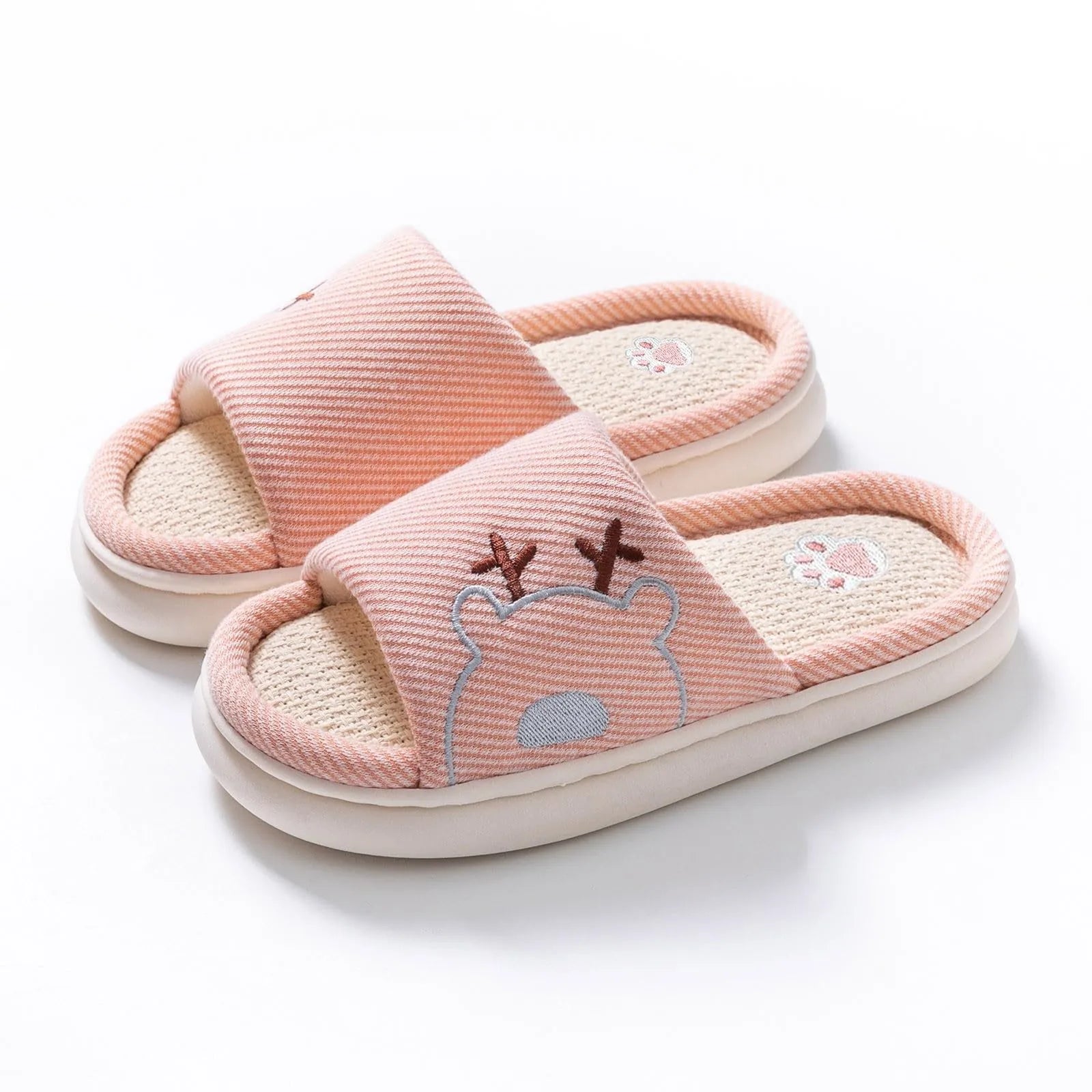Children's Linen Three-Season Slippers - Spring Summer Autumn Indoor Shoes