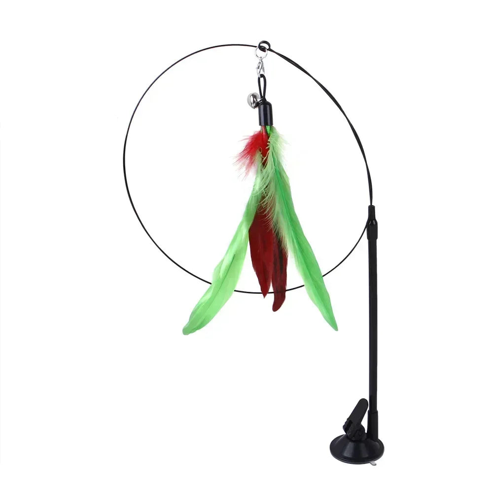 Interactive Bird Cat Toy - Feather Wand with Bell