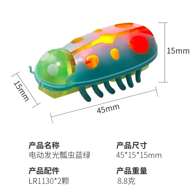 1PC Automatic Electric Bug Cat Toy Flips Moves Battery Operated Interactive PetToy for Cats Small Dogs Funny Beetle Play withLED