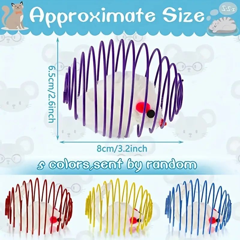 Interactive Cat Toy Ball Set - Spring & Caged Rat Toys