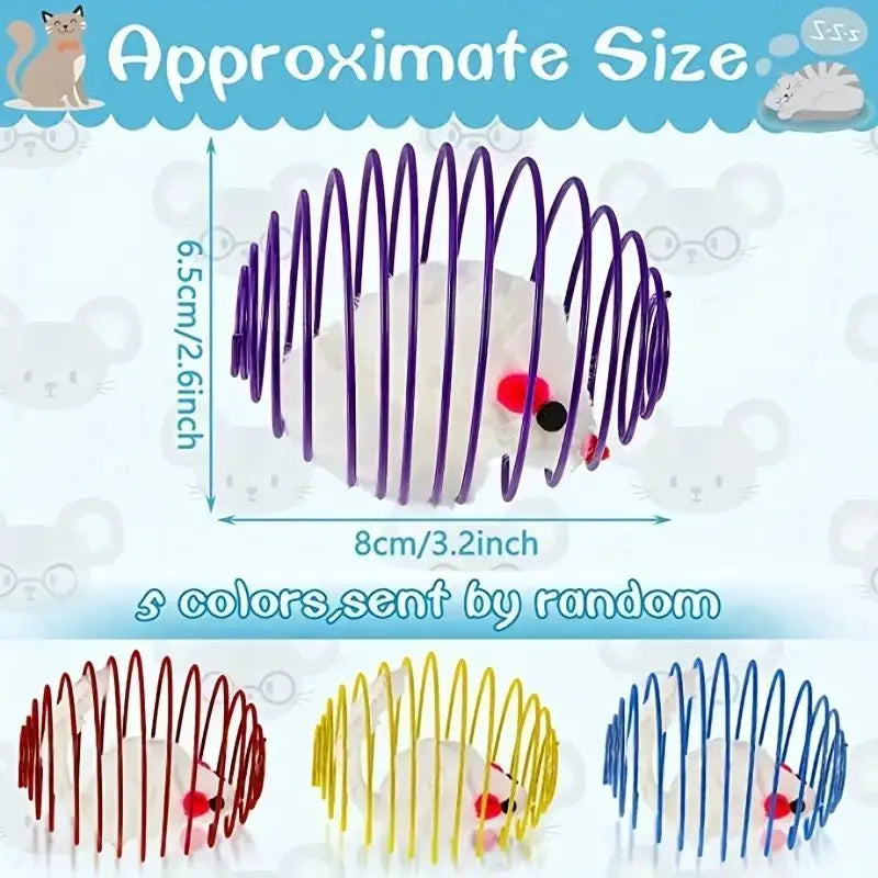 Interactive Cat Toy Ball Set - Spring & Caged Rat Toys