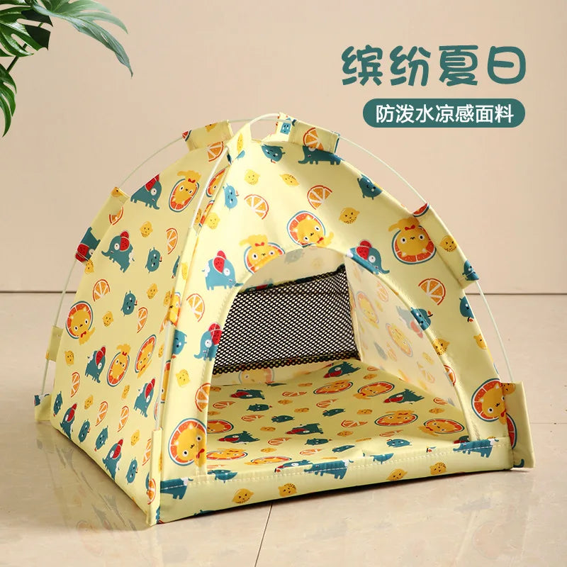 Pet Tent Bed Removable Canvas - Semi-Enclosed Cat Sofa for Room Decor