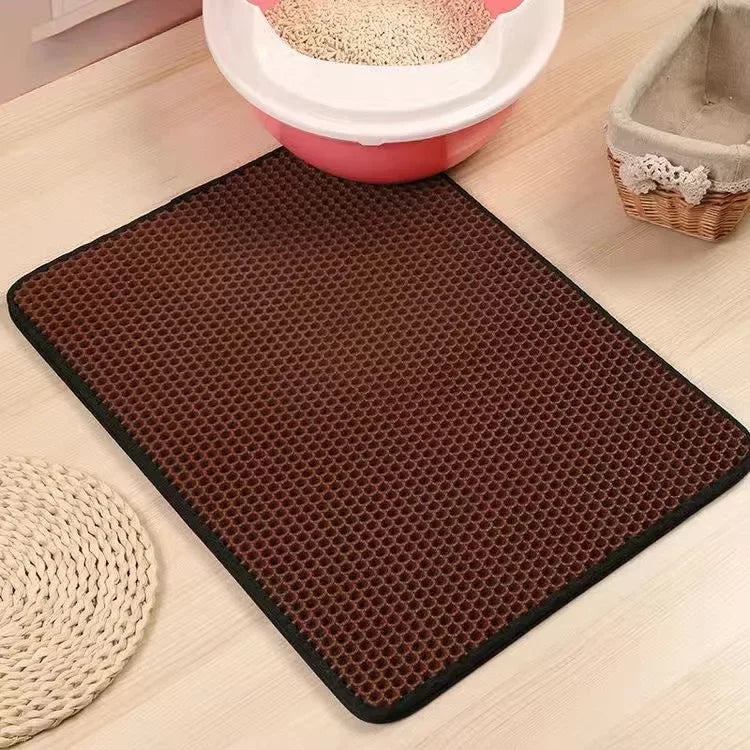 Cat Litter Mat Double Layer Waterproof - Non-Slip Washable Clean Pad with Gift