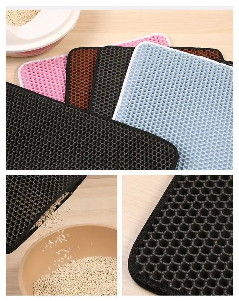 Cat Litter Mat Double Layer Waterproof - Non-Slip Washable Clean Pad with Gift