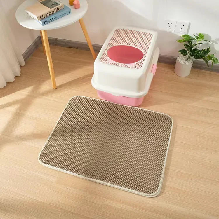 Cat Litter Mat Double Layer Waterproof - Non-Slip Washable Clean Pad with Gift