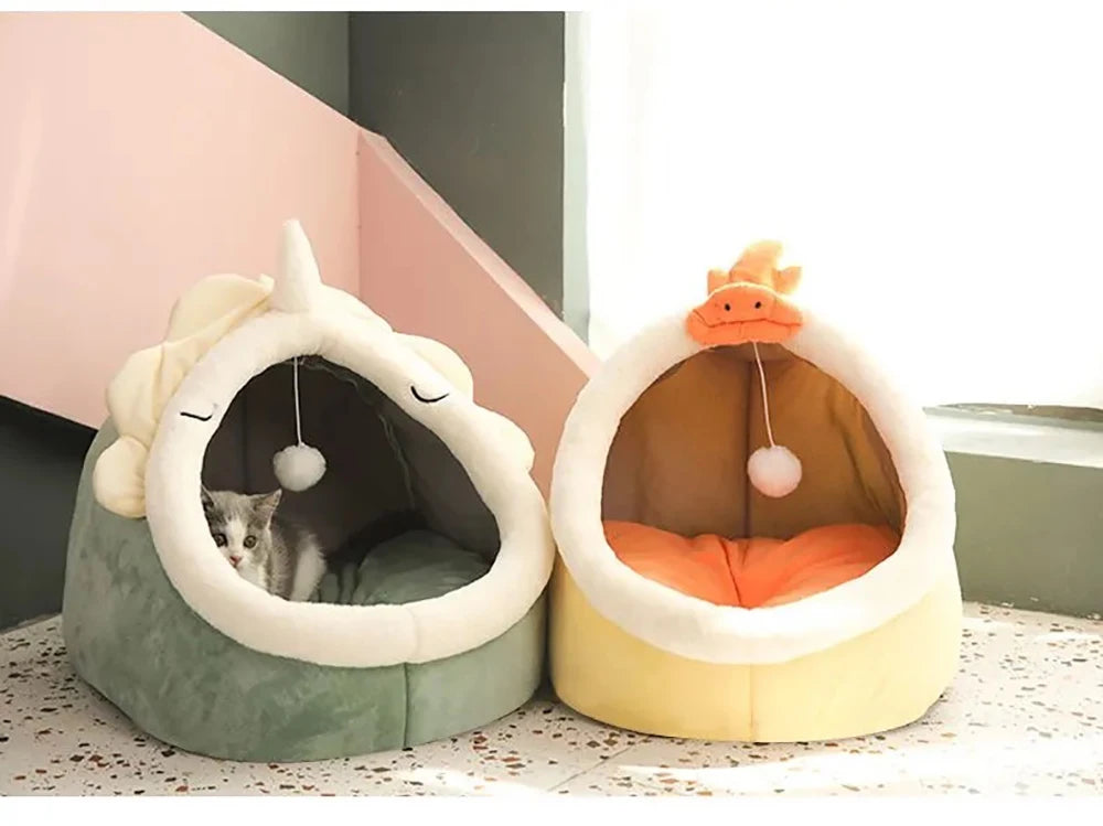 Deep Sleep Cat Bed - Warm Pet Basket Cozy House Kitten Lounger Cave