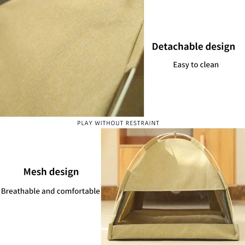 Pet Tent Bed Removable Canvas - Semi-Enclosed Cat Sofa for Room Decor