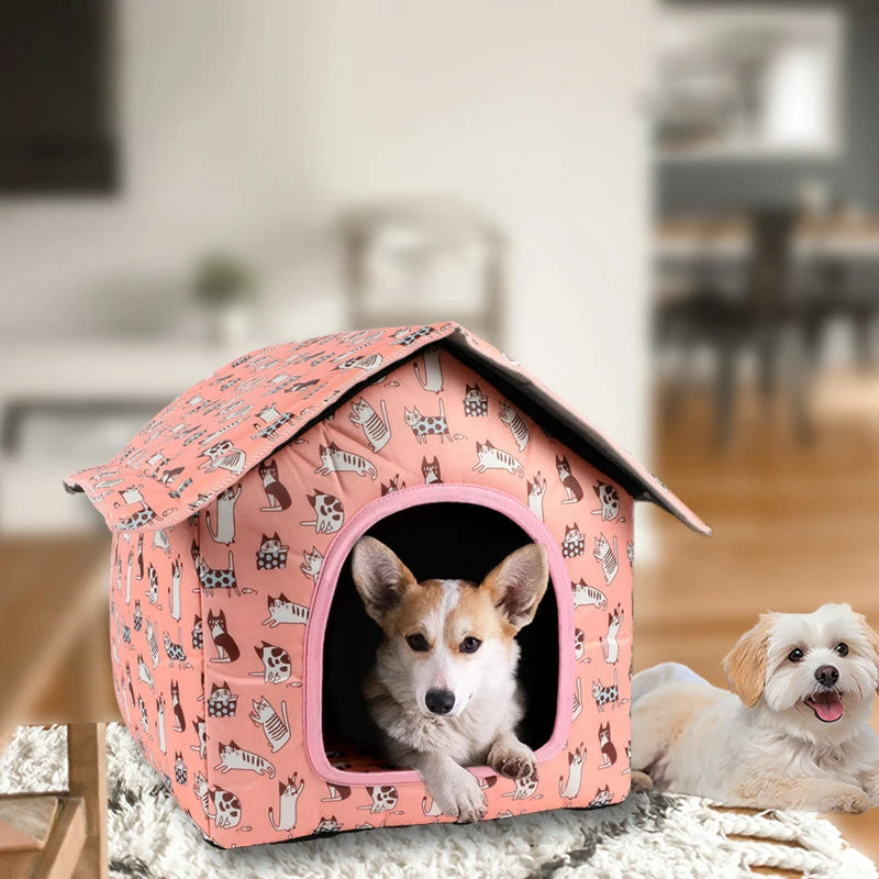 Waterproof Outdoor Cat House - Rainproof Pet Cave Foldable Washable Tent