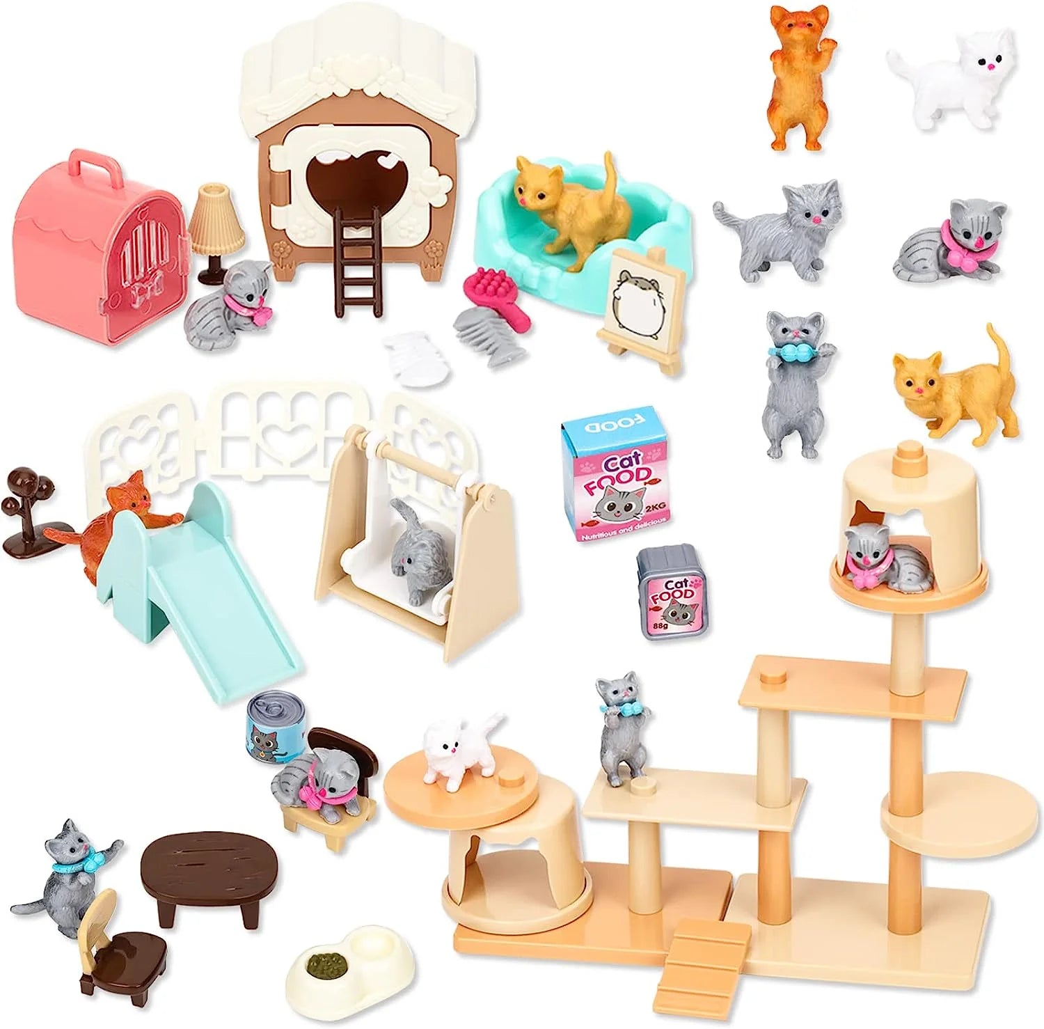 Children's Cat Toys Pretend Play Set - Interactive Role Playing Care Center