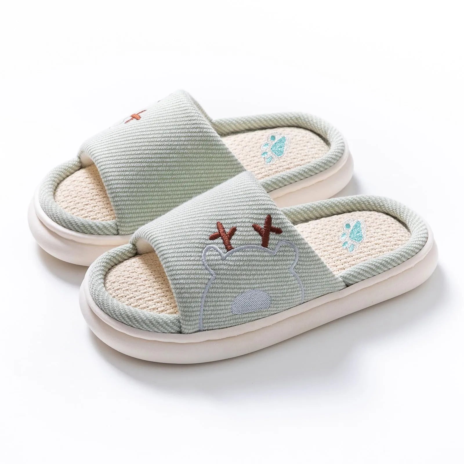 Children's Linen Three-Season Slippers - Spring Summer Autumn Indoor Shoes