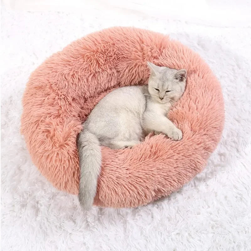 Super Soft Pet Cat Bed - Plush Donut Calm Bed Washable Sleeping Artifact