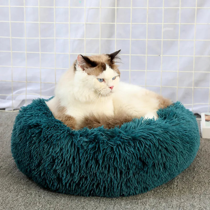 Super Soft Pet Cat Bed - Plush Donut Calm Bed Washable Sleeping Artifact