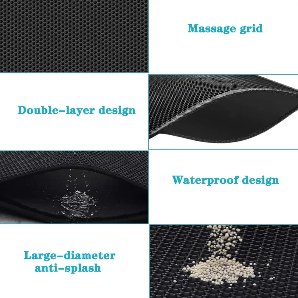 Cat Litter Mat Double Layer Waterproof - Non-Slip Washable Clean Pad with Gift