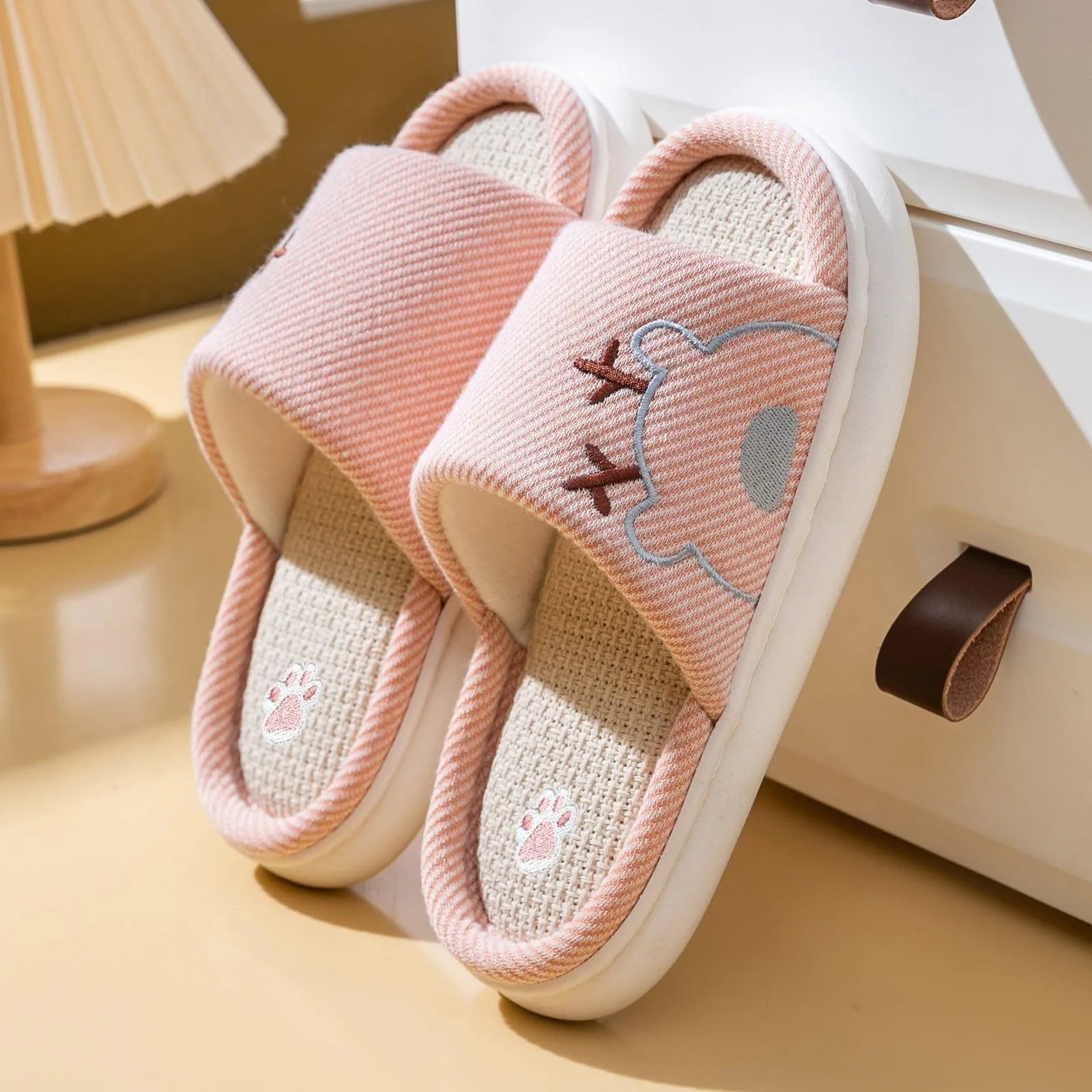 Children's Linen Three-Season Slippers - Spring Summer Autumn Indoor Shoes