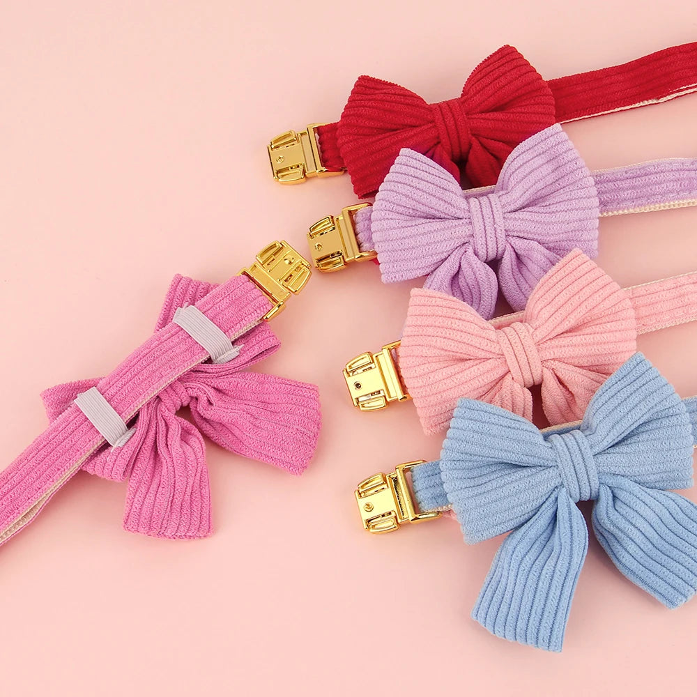 Personalized Dog Collar Adjustable Puppy Dogs Collars Pet Custom ID Necklace With Bowknot Cute For Small Medium Dogs Chihuahua