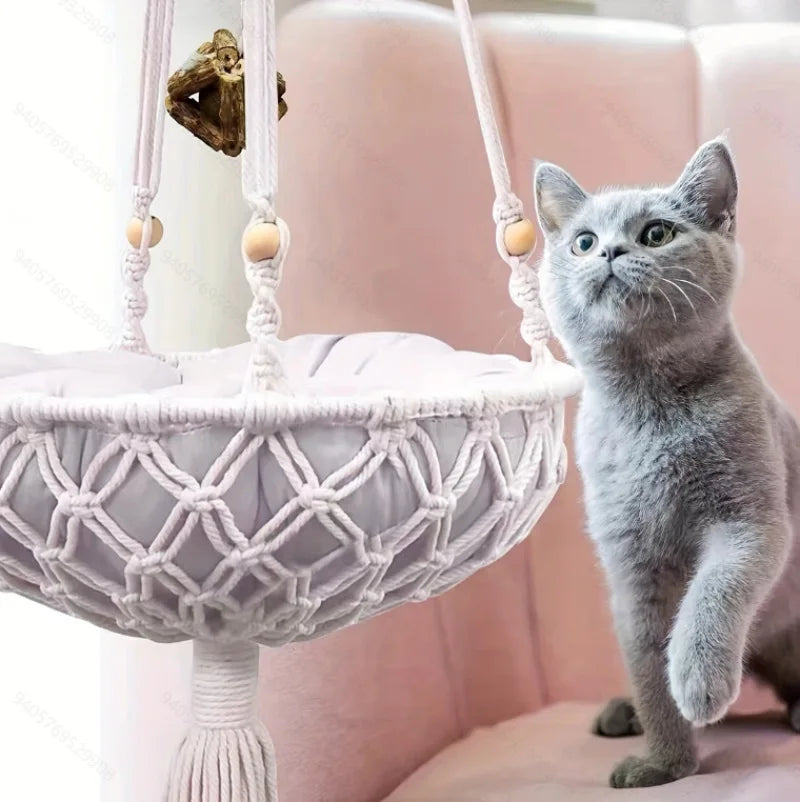 Net Cat Bed Semi-Enclosed - Breathable Mesh Pet Bed with Ventilation