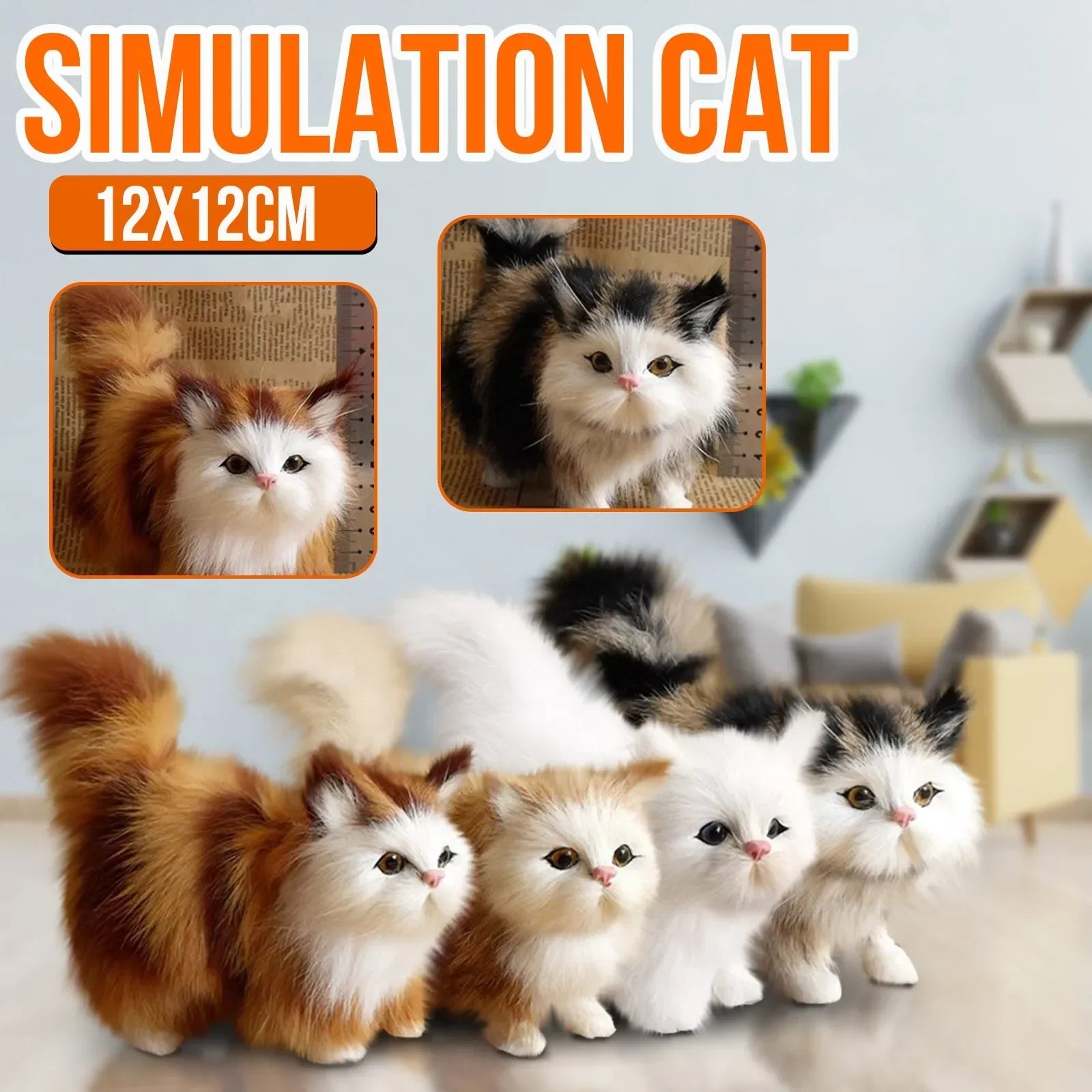 Cute Simulation Cat Plush Toy - Realistic Kitten Model Birthday Gift