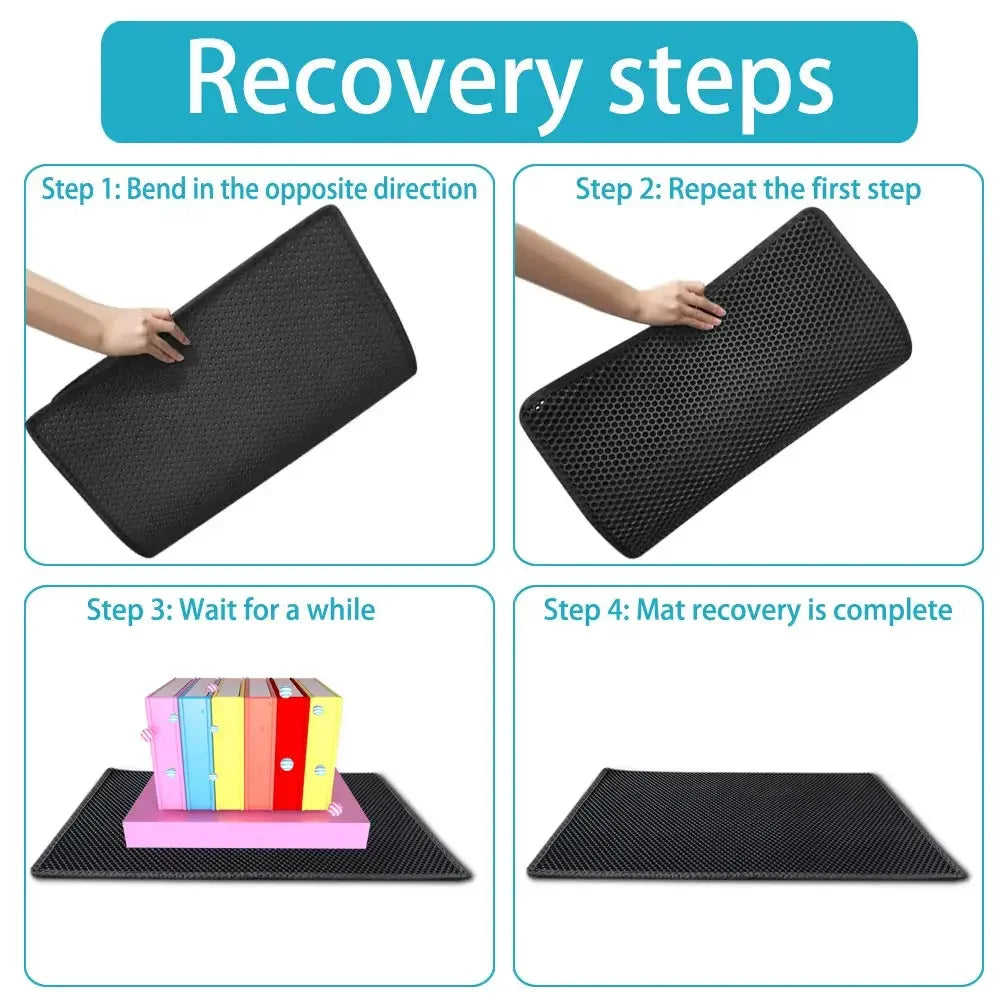 Cat Litter Mat Double Layer Waterproof - Non-Slip Washable Clean Pad with Gift