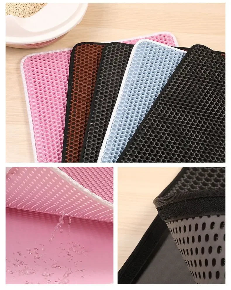 Cat Litter Mat Double Layer Waterproof - Non-Slip Washable Clean Pad with Gift