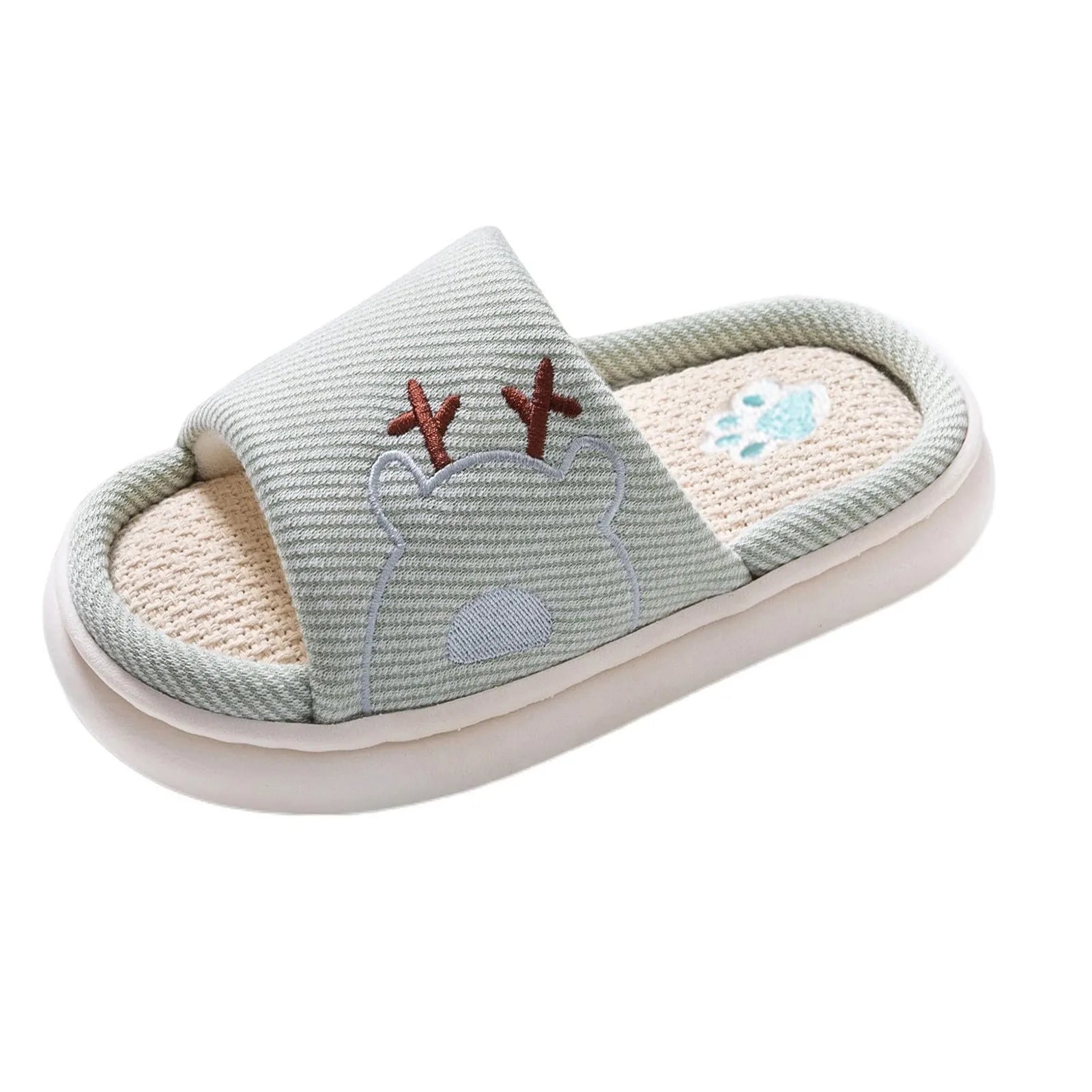 Children's Linen Three-Season Slippers - Spring Summer Autumn Indoor Shoes
