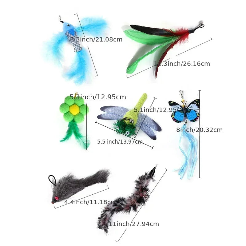 Interactive Bird Cat Toy - Feather Wand with Bell