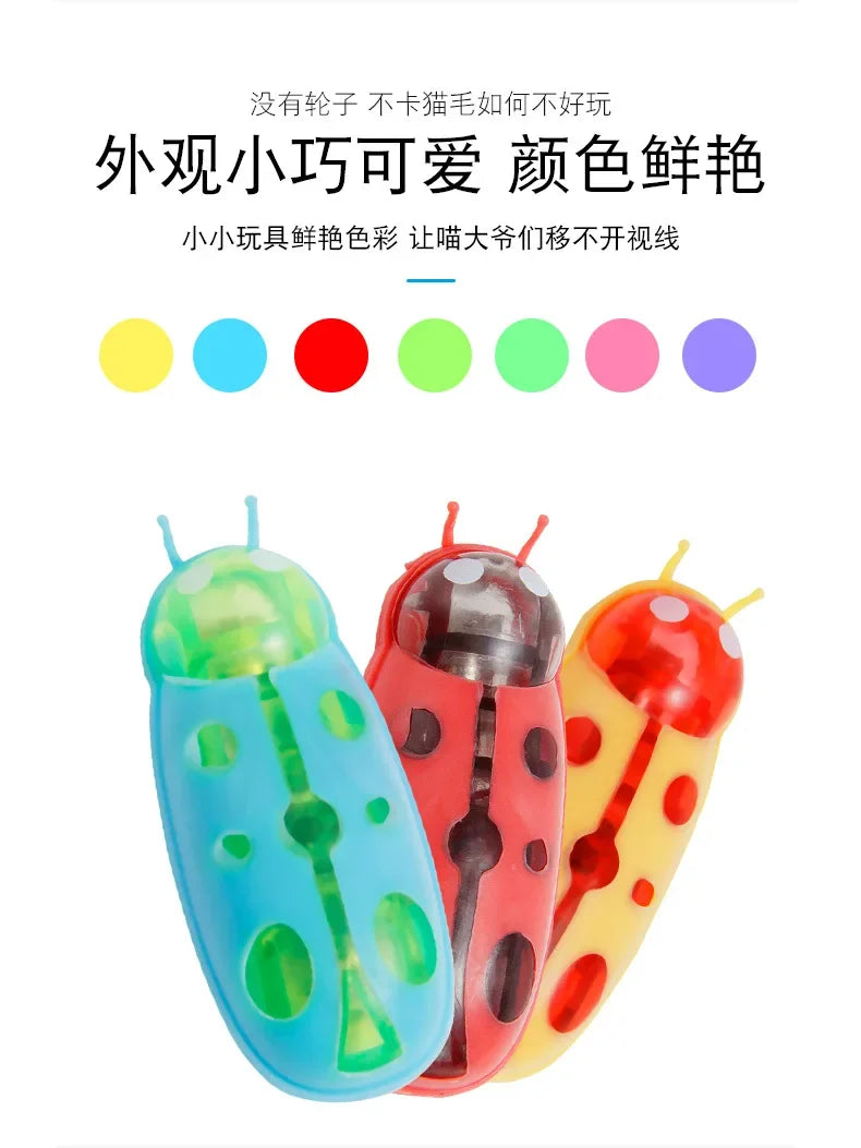 1PC Automatic Electric Bug Cat Toy Flips Moves Battery Operated Interactive PetToy for Cats Small Dogs Funny Beetle Play withLED