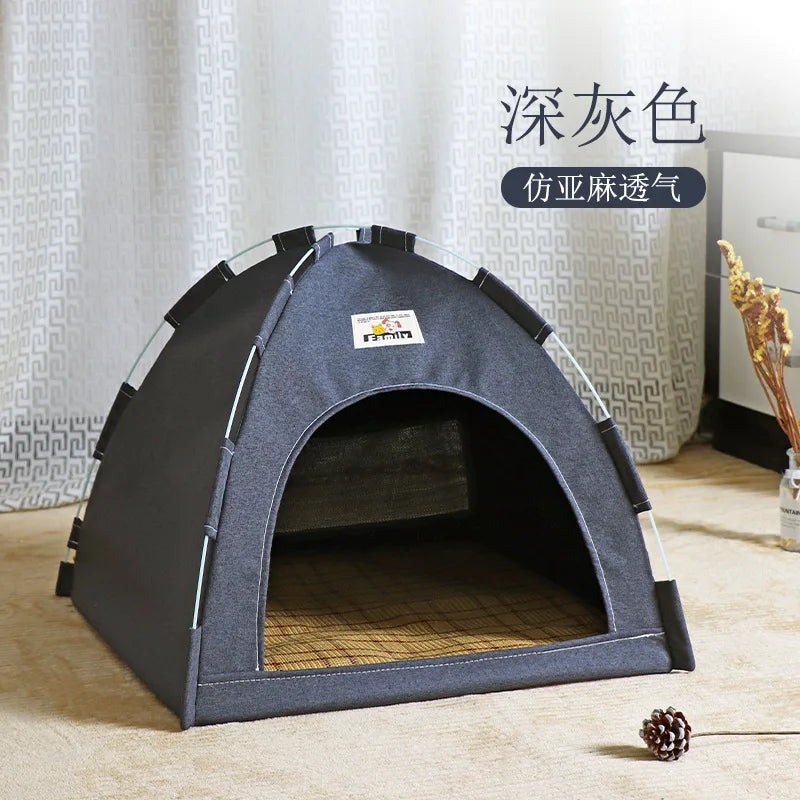 Pet Tent Bed Removable Canvas - Semi-Enclosed Cat Sofa for Room Decor