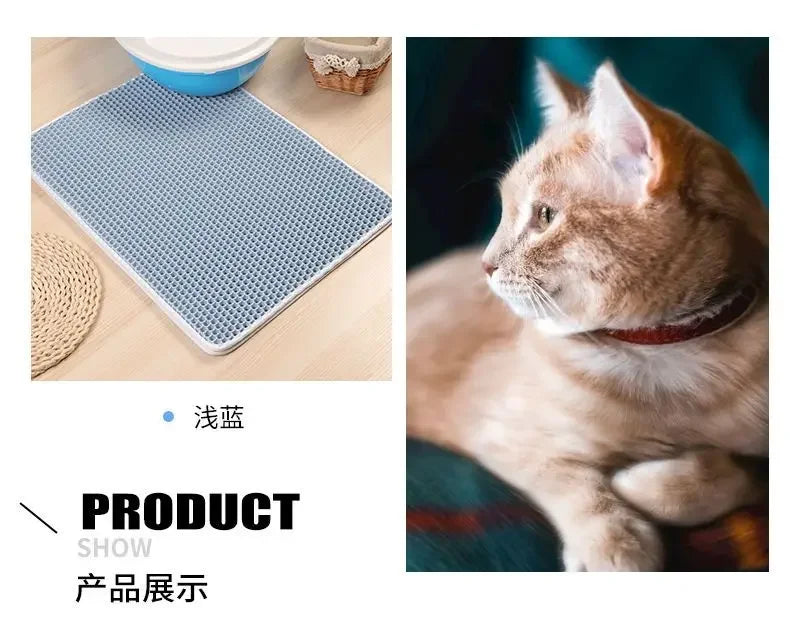 Cat Litter Mat Double Layer Waterproof - Non-Slip Washable Clean Pad with Gift