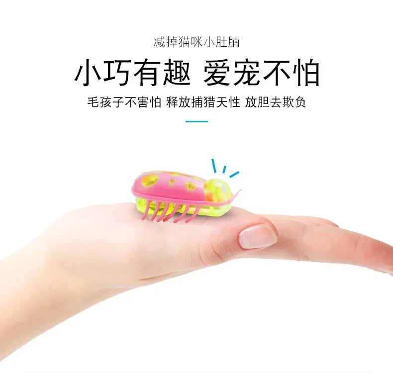 1PC Automatic Electric Bug Cat Toy Flips Moves Battery Operated Interactive PetToy for Cats Small Dogs Funny Beetle Play withLED