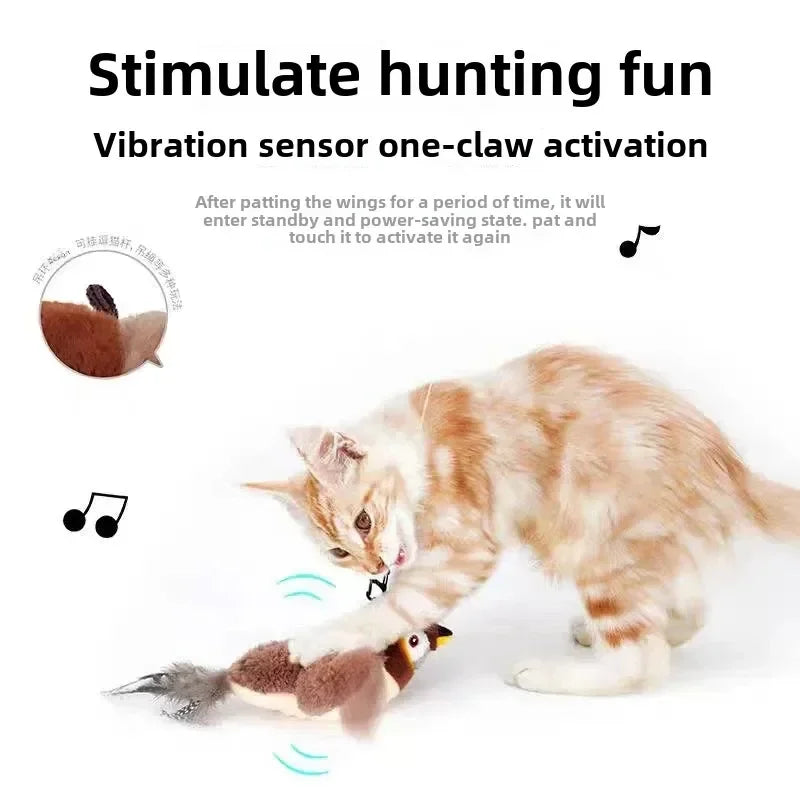 Cat Interactive Toys - Catnip Electric Bird Touch-Activated USB Rechargeable