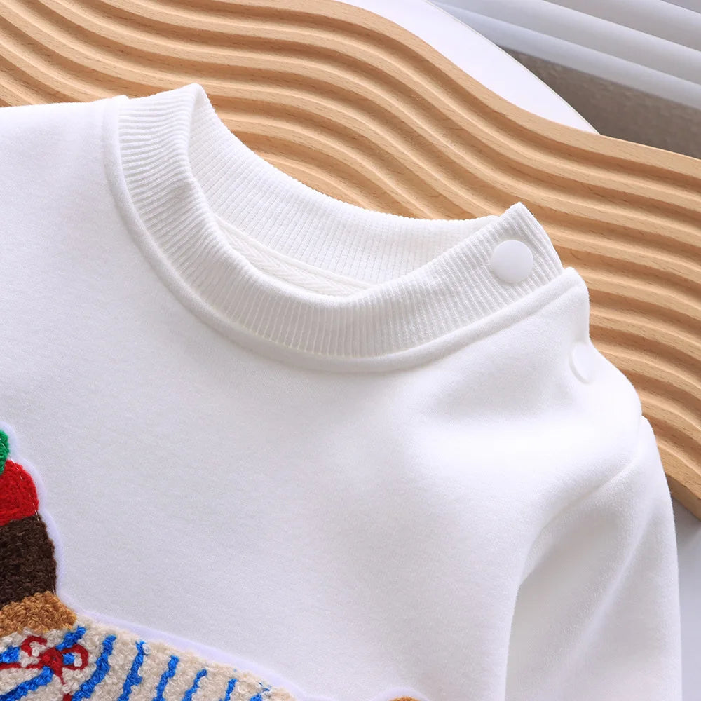 Family Funny Sweatshirt Cute Dog Print - Parent-Child Matching Clothes Father Mother Daughter Son