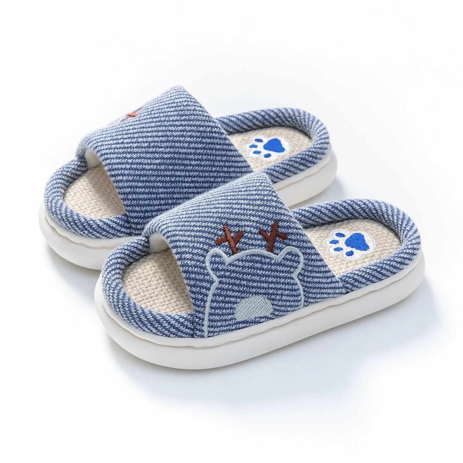 Children's Linen Three-Season Slippers - Spring Summer Autumn Indoor Shoes