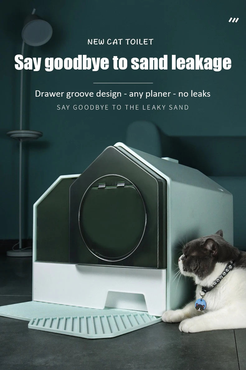 New Cat Litter Pan Fully Enclosed Odour Barrier Extra Large Oversized Drawer Anti Litter Splash Cats Litter Pan Pet Products
