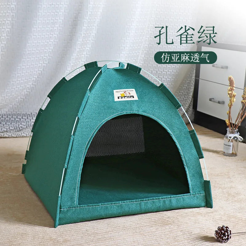 Pet Tent Bed Removable Canvas - Semi-Enclosed Cat Sofa for Room Decor