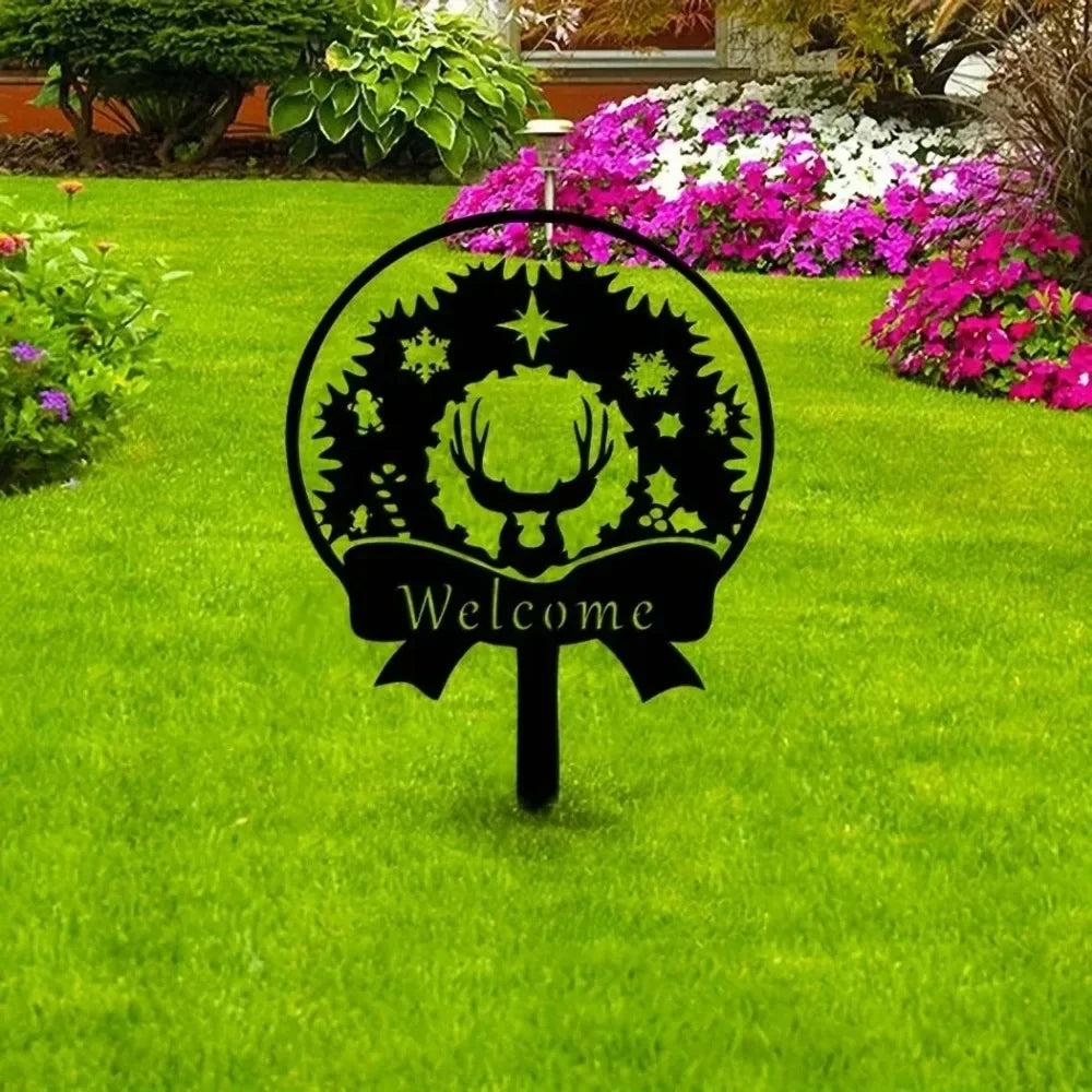 Black Cat Metal Garden Art - Farmhouse Yard Decor & Outdoor Ornaments