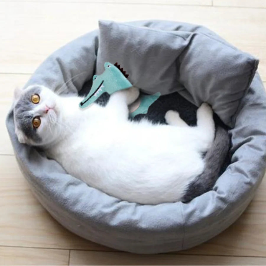Cute Plush Cat Chew Toy - Interactive Molar Bite Toy
