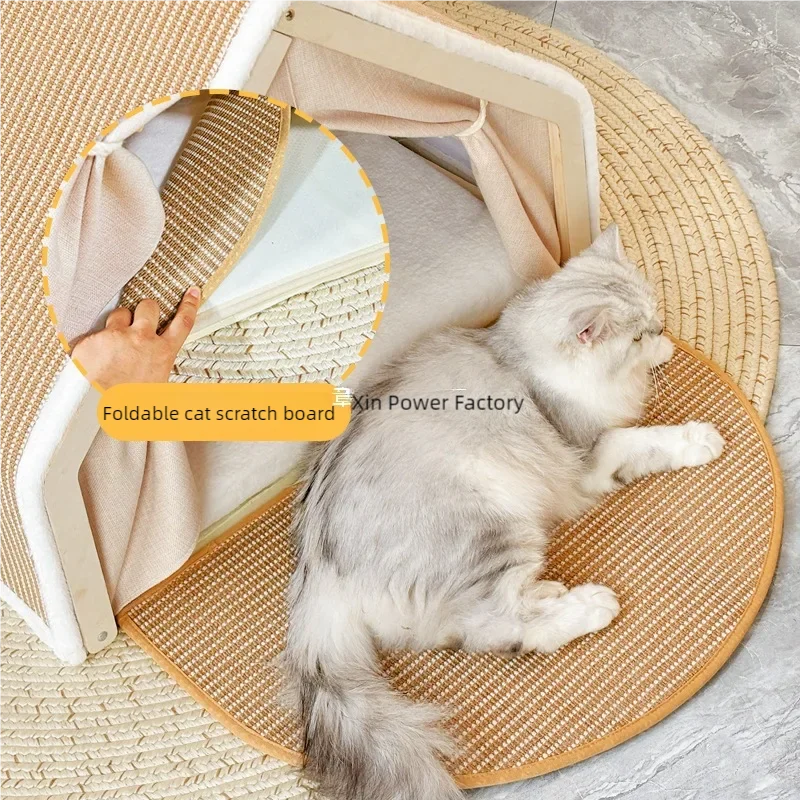 Cat Tent Villa All-Season - Dual-Use Wooden Bed Durable Cozy House