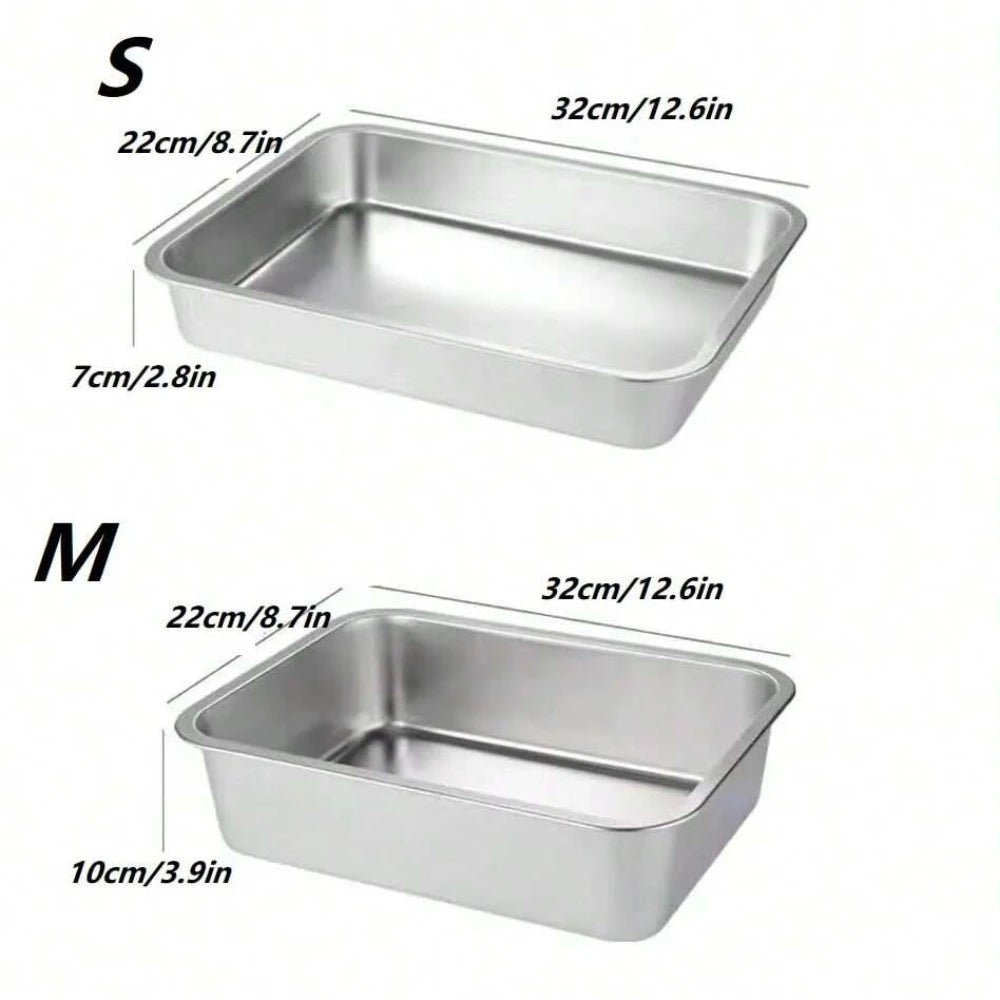 Large Capacity Drop-Resistant Stainless Steel Square Dog Bowl - Food & Water Feeder