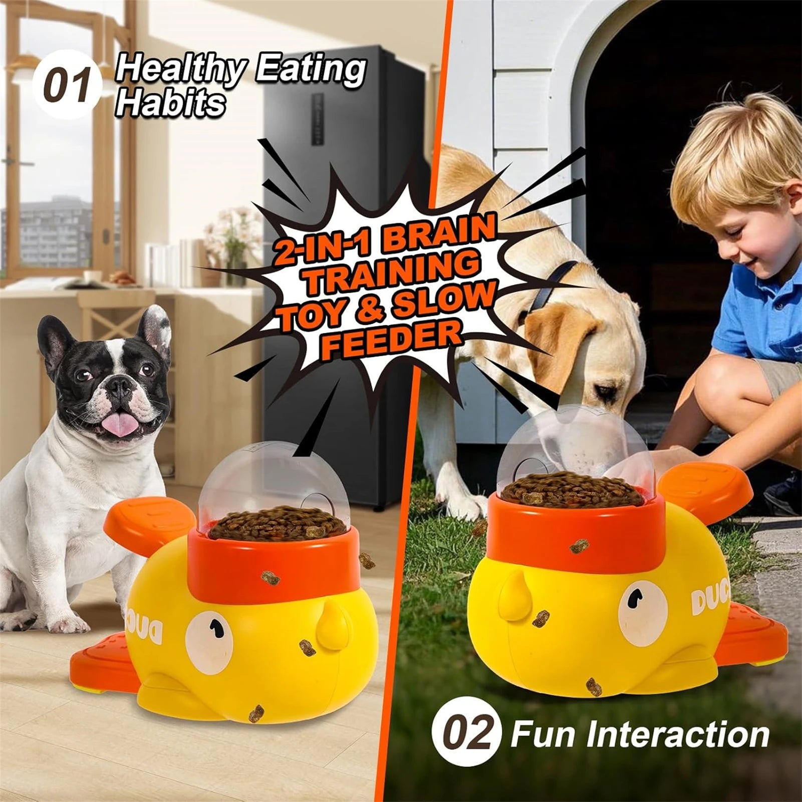 Interactive Duck Shaped Treat Toy - Dispenser for Small Medium Dogs and Cats